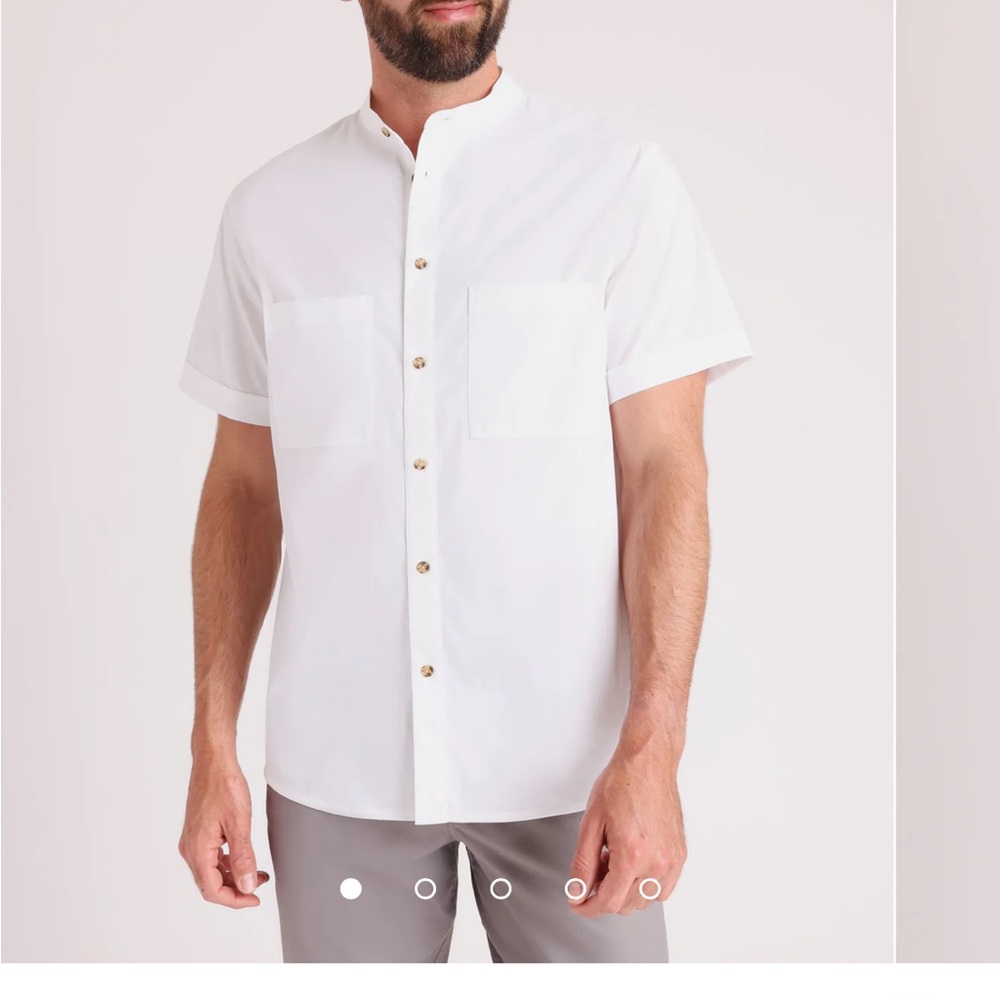 Kit & Ace mens Stay Cool Collarless Short Sleeve Shirt